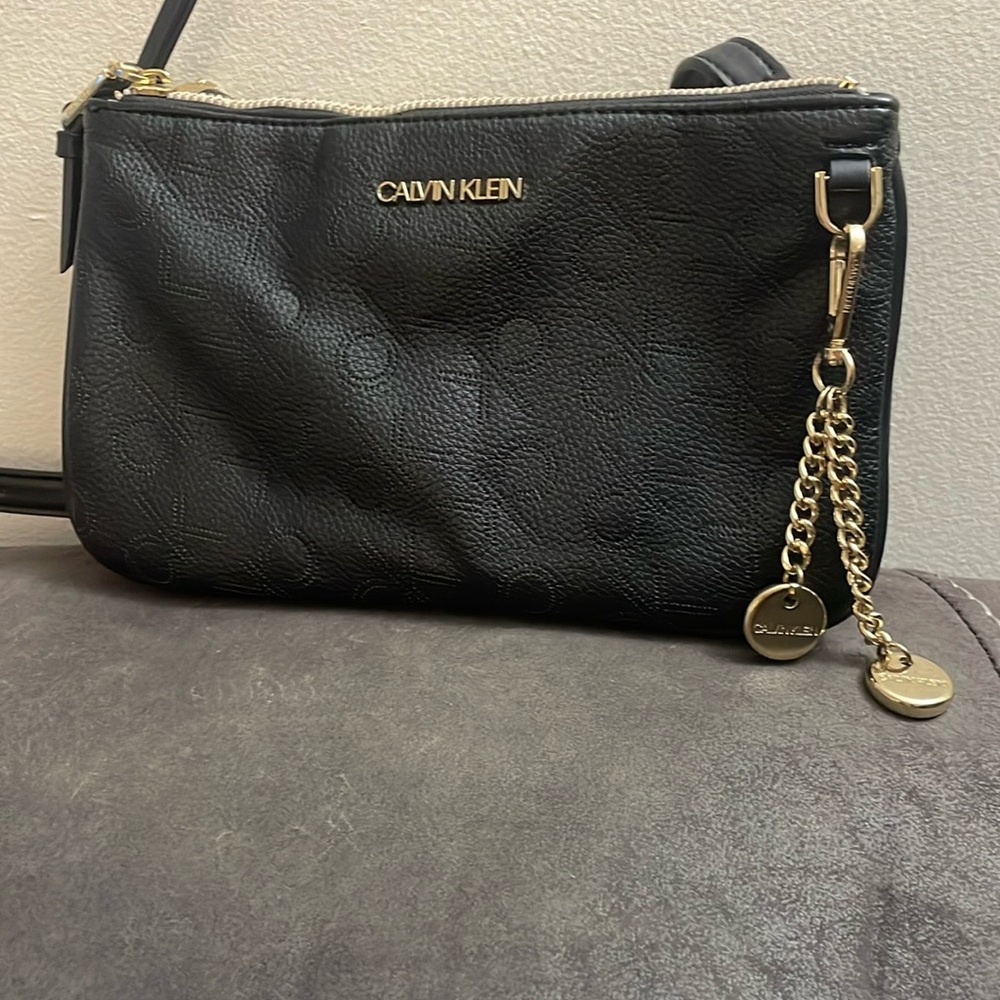 Calvin Klein Black Crossbody Bag with Gold Hardware